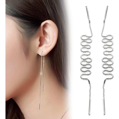 Fashion 925 Sterling Silver Earrings Jewelry Ear Line Long Earrings Pendientes Brincos brincos de prata