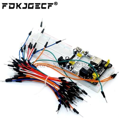 3.3V/5V MB102 Breadboard power module + 65 jumper wires + MB-102 830 points Prototype Bread board for arduino kit