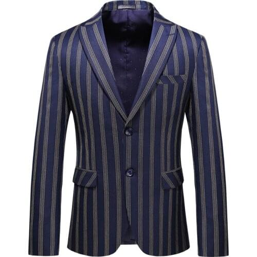 Blazer Spring Autumn Men New Business Office Work Formal Casual Stripe Suit Jacket Daily Life Party Prom Banquet Single Breasted