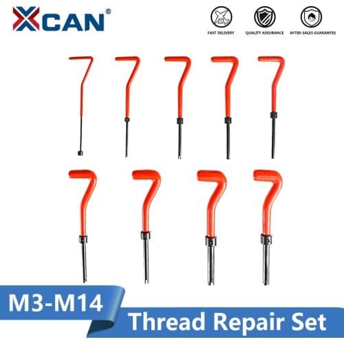 XCAN Thread Repair Set Metric M3/M4/M5/M6/M7/M8/M10/M12/M14 For Restoring Damaged Threads Repair Tools Screw Thread Inserts