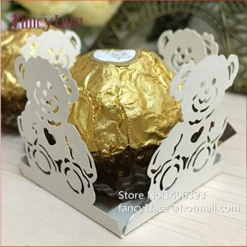 New Hot Cute Bear birthday party decorations kids party supplies laser cut cake wrappers chocolate box orminhas para doces 60pcs