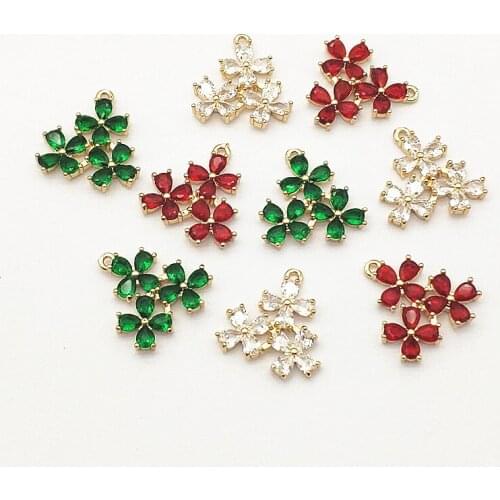 New arrival! 18x18mm 30pcs Cubic Zirconia Flower Charm For Handmade Necklace Earring DIY Parts Jewelry Findings & Components