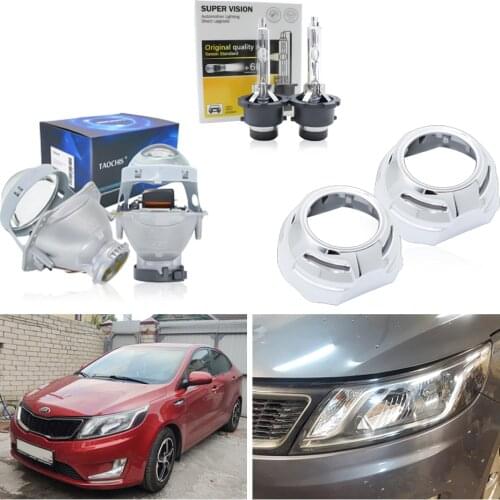 TAOCHIS 3.0 Inches Bi Xenon Projector Lens for KIA Rio 2011 Crystal White Logbook Fitting HELLA 3R Premium Lens Optics D2S 4300K