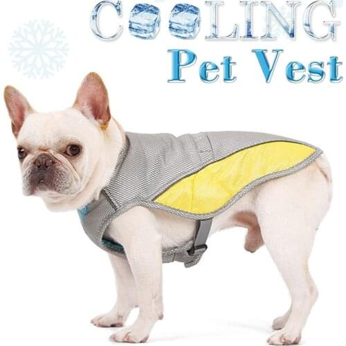 Dog Cooling Vest Yellow Plus Gray Polyester Material Summer Defense Prevent Heatstroke Breathable Vest Cool Pet Clothes