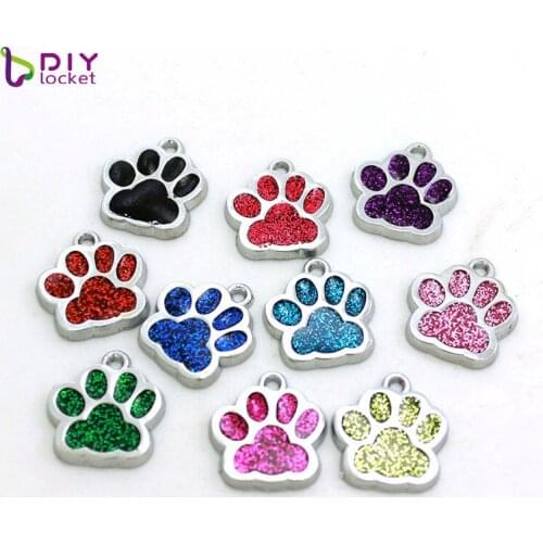 Wholesale 10pcs/lot Glitter Colorful Small Dog Footprints Charms Pendant DIY Jewelry LSPT14