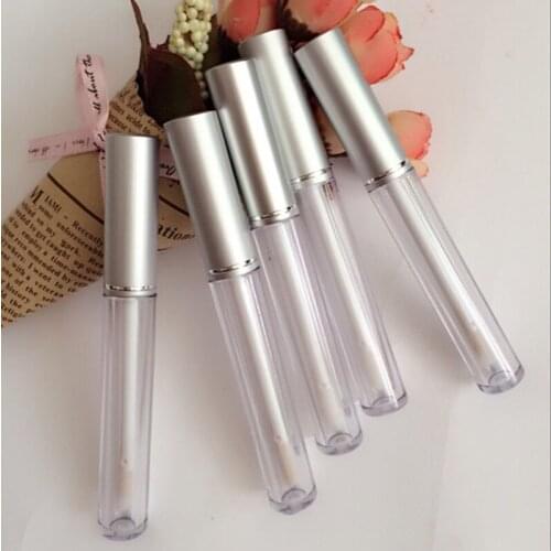 Empty lip gloss tubes 3MLClear Lip gloss container lip oil plastic tube with silver cap F209