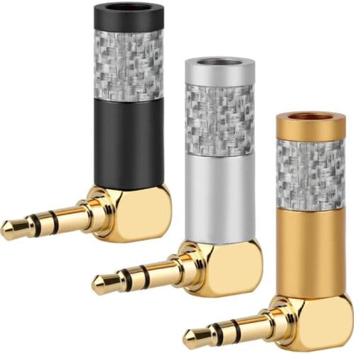 3.5 Plug 3/4 Pole Stereo 90 Degree Carbon Fiber Gold Plated Earphone 3.5mm Jack Connector Hifi Audio Speaker 3.5mm Adapter DIY