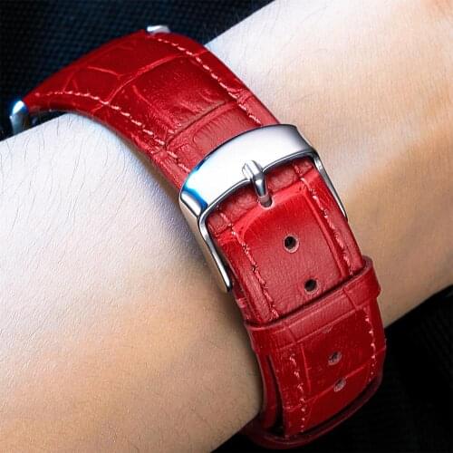 Watch strap for Tissot Mens Watchband for Women Cowhide Leather Steel Buckle Bracelet Alligator Grain Strap for Seiko Pulseira