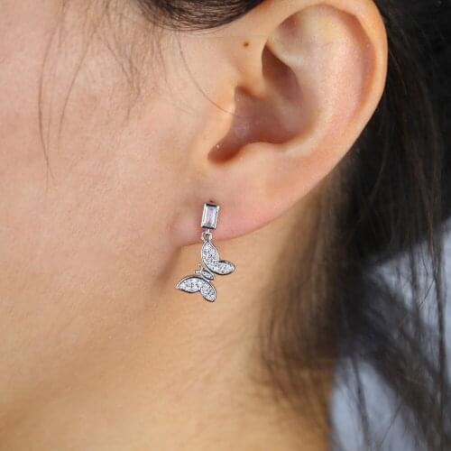 2 colors Butterfly dangle EarringsJewelry Lovely Women Earing Cute Animal Christmas Earrings 2019 for Child Kids