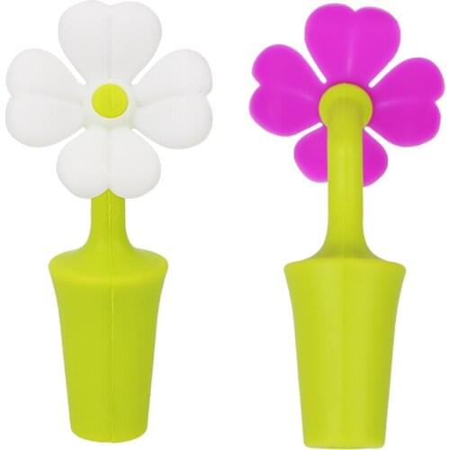Wine Bottle Sealer Cap Silicone Flowers Shaped Wine Stoppers Wine Beer Champagne Bottle Cork Stopper Plug Bar Tools