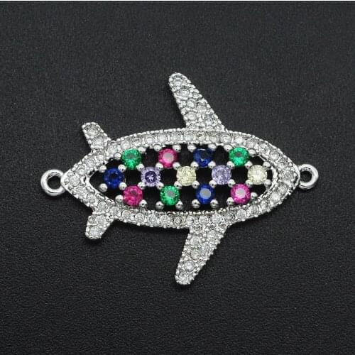 22x22mm 100% CZ Zircon DIY Jewelry Shark Connectors Charm Wholesale Factory Sale Bracelet Making Connector