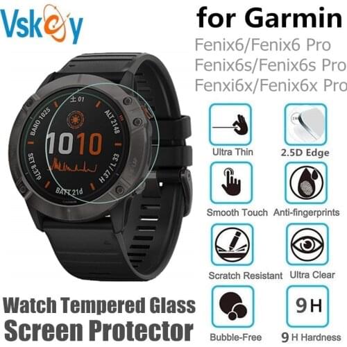 VSKEY 100pcs Tempered Glass for Garmin Fenix 6 Round Smart Watch Screen Protector Garmin Fenix 6s 6X Protective Film