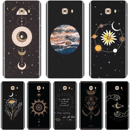 Back Cover For Samsung Galaxy C5 C7 C8 Black Star Space Art Flower Sun Moon Silicone Phone Case For Samsung Galaxy C5 C7 C9 Pro