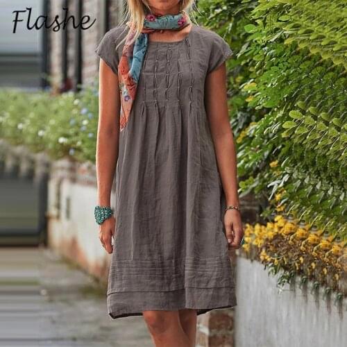 Summer Dress For Women 2021 Casual Summer O Neck Short Sleeve Maxi Dresses Plus Size Solid Vacation Dresses For Women 5XL