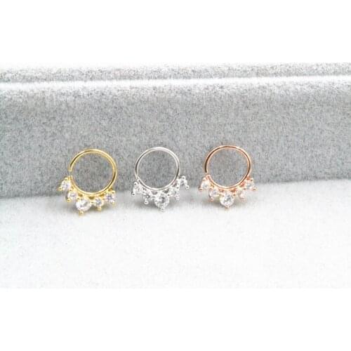 10pcs Free Shippment Shine CZ Nose Ring Hoop Ear Diath Piercing Body Piercing earring Helix/Tragus/Cartilage Body Piercing 18g