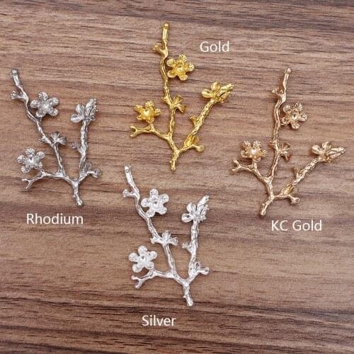 10pcs 39x55mm Branch Leaf Beads Caps Charms Necklace Bracelet Headwear Hair Accessories Metal Pendants for Jewelry Making DIY