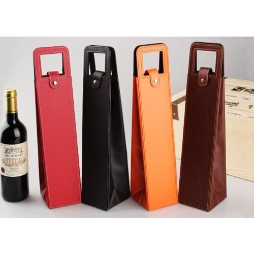 20pcs Luxury Portable PU Leather Wine Bags Red Wine Bottle Packaging Case Gift Storage Boxes With Handle wen4635