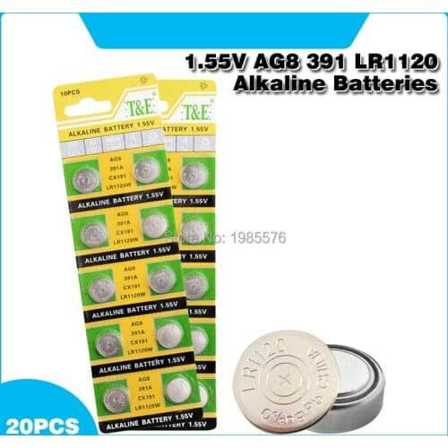 20pcs LR1120 391 SR1120 AG8 Button Battery 191 LR55 Cell Coin Alkaline Batteries 1.55V LR1120W CX191 For Watch Toys Remote