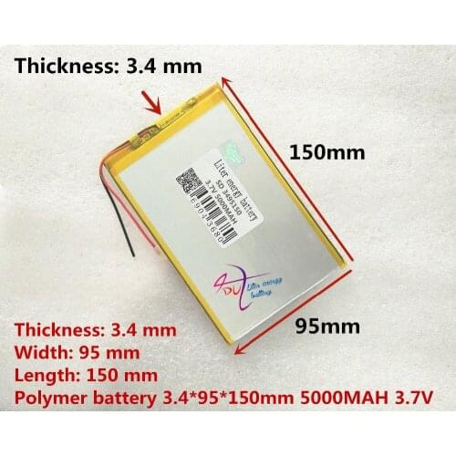 3495150 3.7V 5000MAH lithium polymer battery MP3 MP4 battery recorder Rechargeable batteries Tablet battery