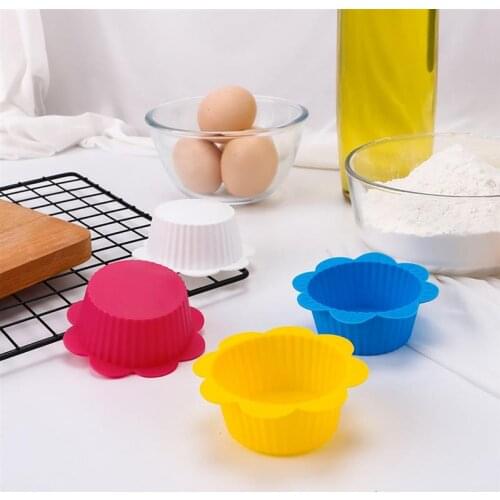 5PCS Muffin Cake Mold Silicone DIY Flower Shaped Egg Tart Molds Nonstick Pudding Mold Muffin Cupcake Baking Molds Tartlets Pans