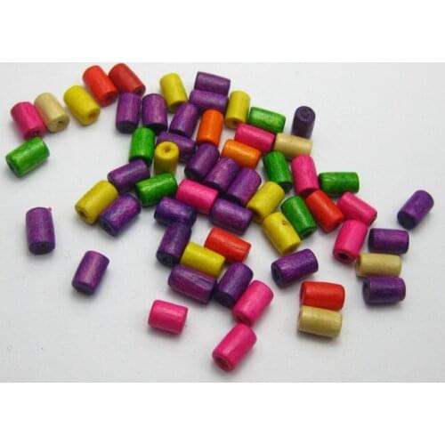 500 Mixed Color 5X8mm Tube Wood Beads~Wooden