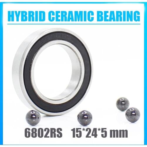 6802 Hybrid Ceramic Bearing 15x24x5 mm ABEC-1 1PC Bicycle Bottom Brackets & Spares 6802RS Si3N4 Ball Bearings