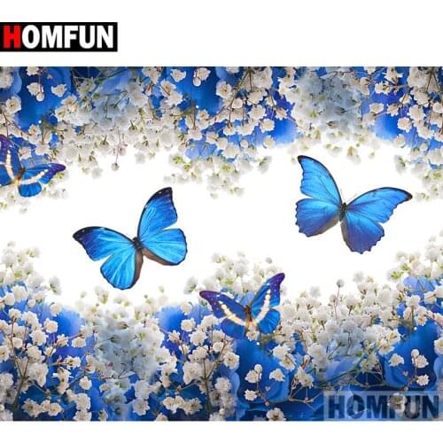 HOMFUN Full Square/Round Drill 5D DIY Diamond Painting "Butterfly landscape" Embroidery Cross Stitch 5D Home Decor A16964