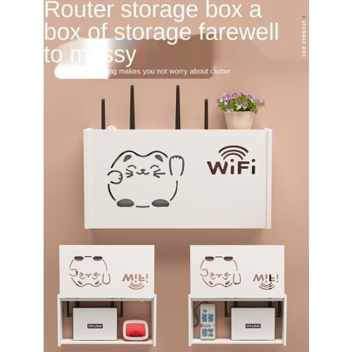 Wireless Wifi Router Storage box PVC panel Shelf Wall Hanging Plug Bracket Cable Storage Organizer Home Decor fire retardant