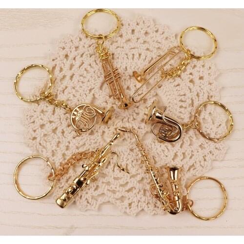 Saxophone Shape French Horn keyring Trumpet keychain with case Musical Instrument Trombone keychain Tuba Christmas Gift Birthday