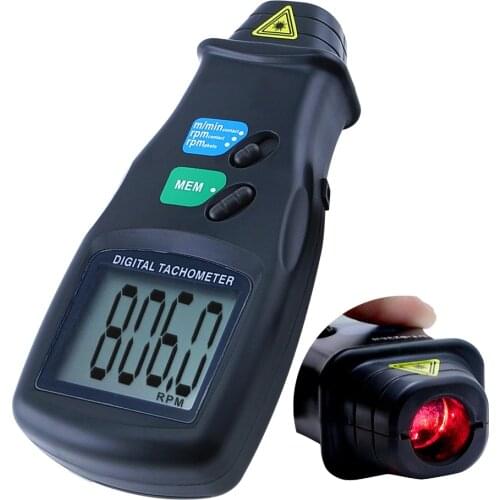 Digital 2 in 1 LASER Portable Sensor Photo & Contact Tachometer Tach 99,999 RPM Range Quartz Crystal Time Base