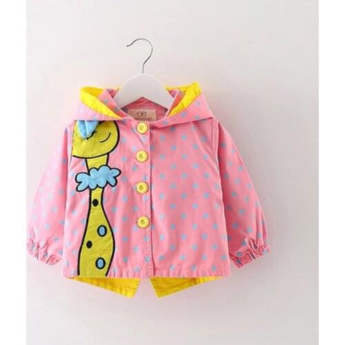 R&Z childrens jacket 2019 spring and autumn new girls cartoon giraffe jacket hooded jacket