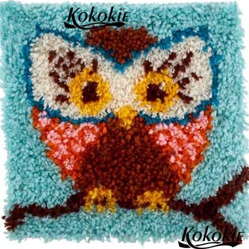 Diy rug owl cushion blanket Latch Hook Pillow Kits Handmade Embroidery Pillowcase Crocheting Kit Rug Yarn Needlework