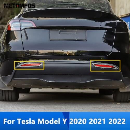 For Tesla Model Y 2020 2021 2022 Carbon Fiber Rear Fog Light Lamp Cover Trim Foglight Decoration Frame Sticker Car Accessories