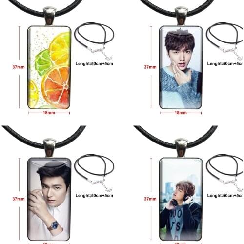 For Women Girl Gift Sale For Handsome Korean Actor Lee Min Ho Glass Cabochon Jewelry Steel Color With Long Pendant Choker