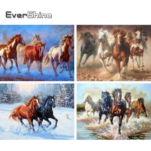 Evershine Diamond Mosaic Horse Diamond Embroidery Crystal Animal Full Round Square Cross Stitch Kit Diamond Painting Home Art