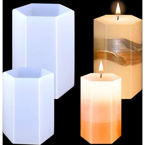 2PCS Handmade Silicone Mold For Candle Wax Mold Small Craft Square Mold Cylinder Hexagon Silicone Mold Jewelry Making