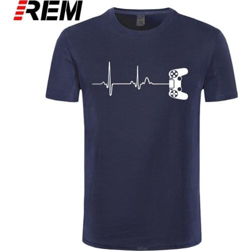 Custom Printed Gamer Heartbeat Video Players T-Shirts MenS Short Sleeve Top O-Neck T Shirt