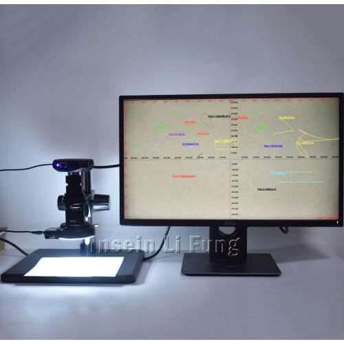 HDMI 1/2 inch Video Microscope Measuring Camera+10X-200X Zoom C-mount Lens Working Distance 100mm-150mm+144 LED Light+Workbench