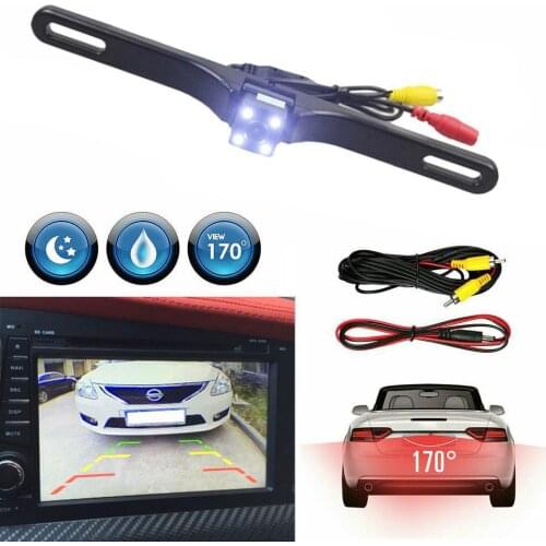 Car Rear View Reverse Trajectory Camera 4 LED CCD HD Camera tracking Lines License Plate Vehicle Camera Automobile Parts