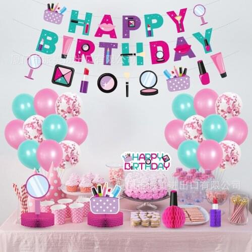 Makeup Cosmetics Balloons set for Spa Themed Birthday Party Decorations Girls Day Beauty Bridal Shower Supplies