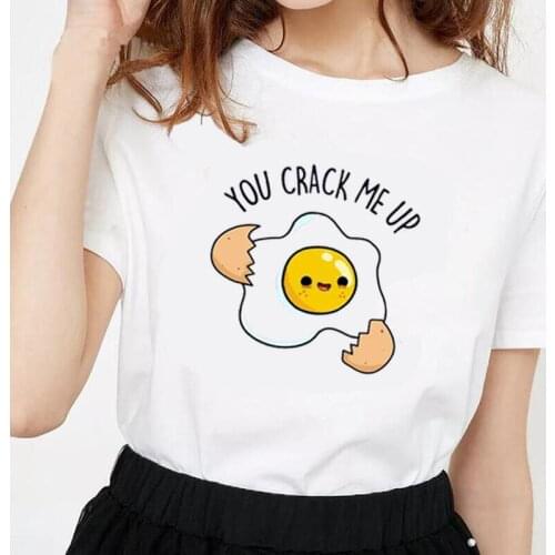 Summer Shrot Sleeve Casual Tee Shirt Femme Funny You Crack Me Up Cartoon Print T Shirt Women Tops Harajuku Shirt Camiseta Mujer