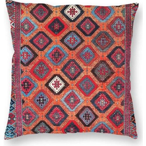 Sarkisla Sivas Bohemian Turkish Kilim Square Throw Pillow Cover Home Decor Vintage Ethnic Art Geometric Diamond Cushion