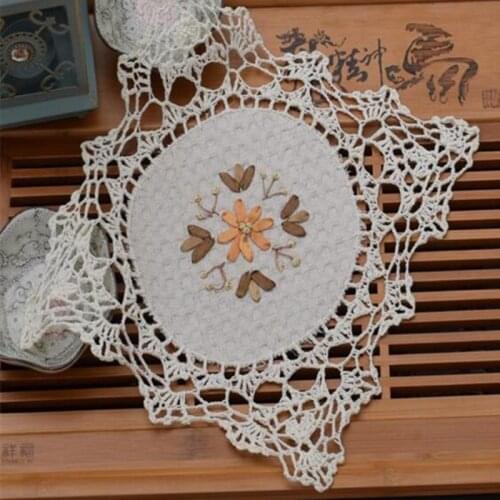 28cm New cotton crochet table place mat pad cloth cup mug holder pot doily Drink tea coaster Christmas placemat dining kitchen