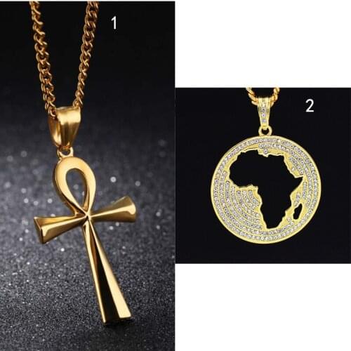 Egyptian The Eye of Horus Pendant Necklace For Women/Men Stainless Steel Evil Eyes Necklace Iced Out Bling Hip Hop Egypt Jewelry