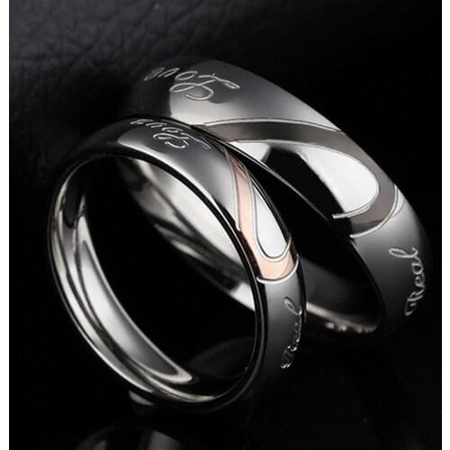 Stainless Steel Couple Ring Jewelry Wedding Rings Men Women Ring Sets Romantic Heart Jewelry Couples Ring For Lovers