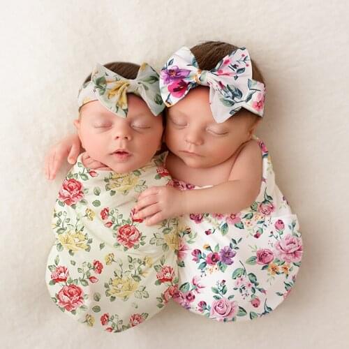 2Pcs/Set Baby Swaddle Cocoon For Infant Baby Headband Warp Baby Sleeping Bag Envelope Sleep Sack Bedding Diapers Baby Blankets
