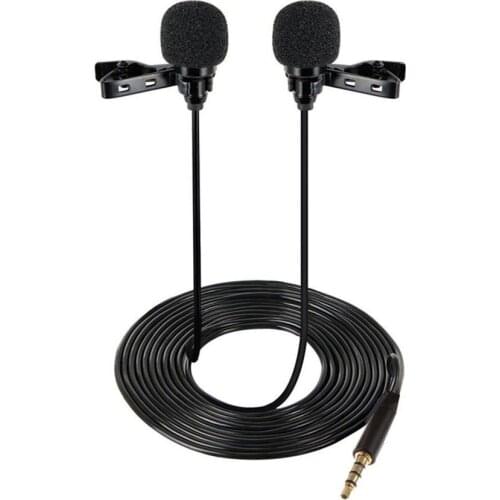 Mini Lavalier Lapel Microphone Dual Headed Recording Clip On Mic for iPhone iPad Samsung Tablet GDeals