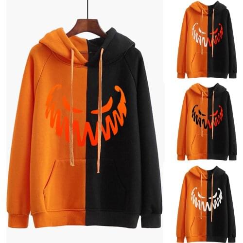 Hot Women Hooded Sweatshirt Long Sleeve Halloween Pullovers Sweatshirts Casual Tops Loose Fashion Holiday Tops Ropa Mujer 2021