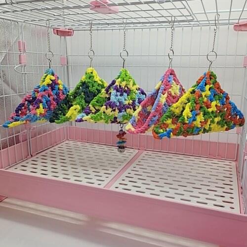 Handmade Small Pet Hammock Swing Toy Nest Small Pet Cage Summer Winter Hamster Hanging Nest Mesh for Squirrel Chipmunk Parrot