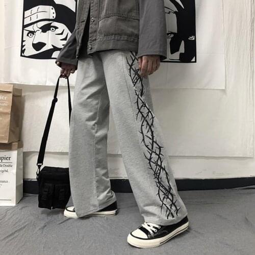 Wide Pants Japanese Men Harajuku Streetwear Oversize Casual Pants Man Trousers Hip Hop Loose Sport Gray Sweatpants